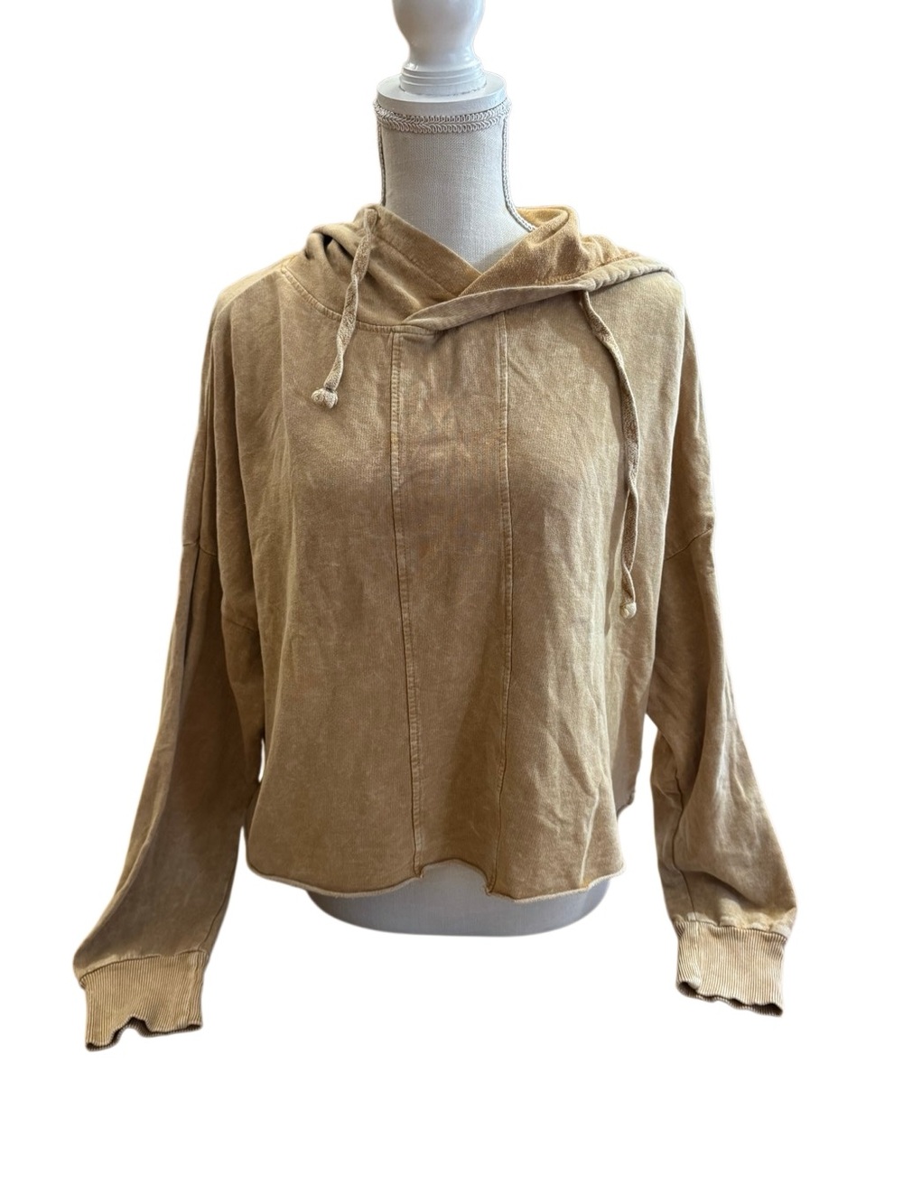 Vanilla Star Women's Over Sized Hooded Sweater in Tan Size Large